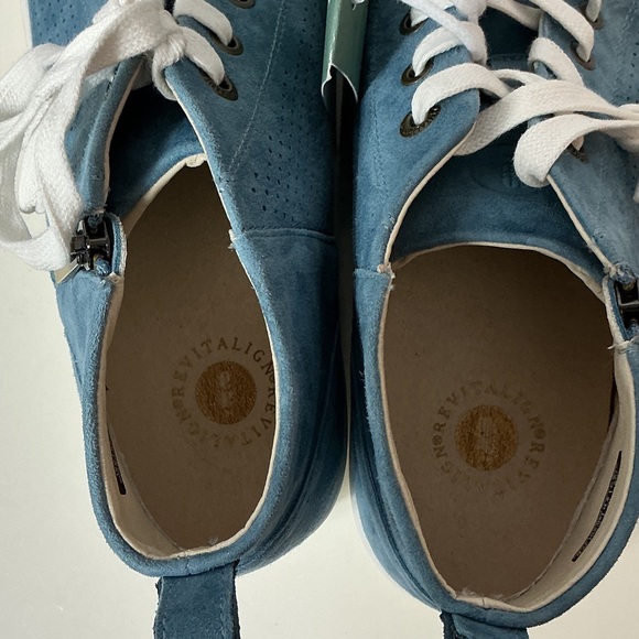 REVITALIGN Teal-Blue Suede Low-Top Sneakers with White Accents - Picture 8 of 11